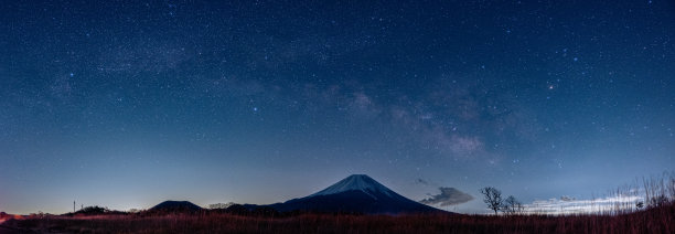 穿越富士山的春天银河图片下载