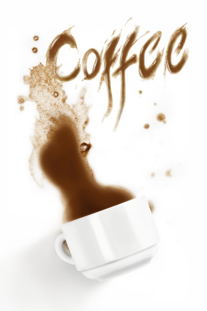 咖啡和咖啡文字洒在了地板上图片下载