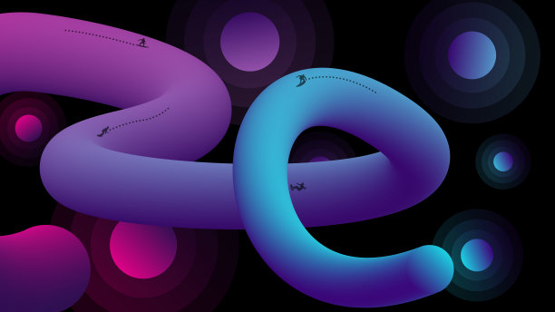 紫色粉色管形成滑雪斜坡矢量插图。图片下载