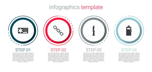 设置警徽，链扣，军刀和攻击盾。业务信息模板。向量图片下载