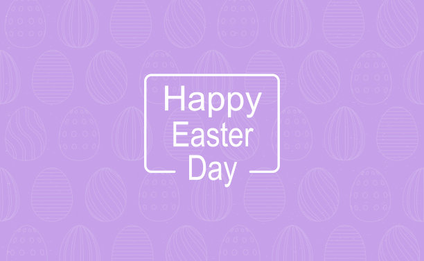紫色复活节背景与节日元素向量图片下载