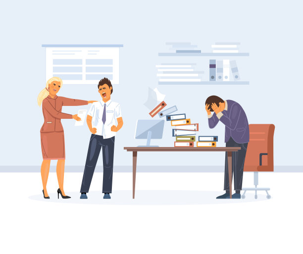 在截止日期前加班。办公室工作人员处于高压力、疲劳和恐慌状态。员工没有时间在截止日期前完成工作。办公室职员忙于工作图片下载