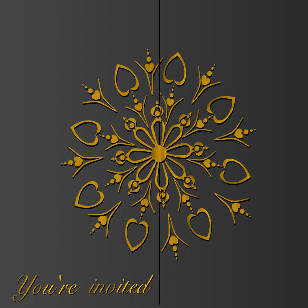 金色抽象曼达尔装饰图案的背景，邀请，卡片，优质模板。图片下载