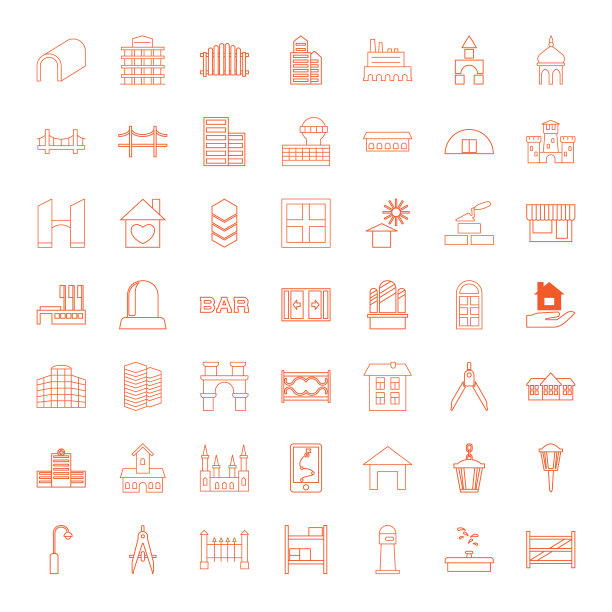 49建筑图标图片下载