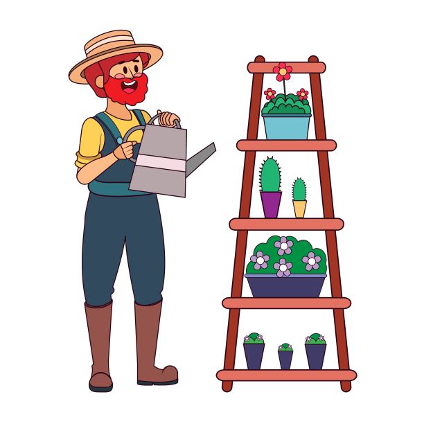 孤立的人给植物浇水图片下载