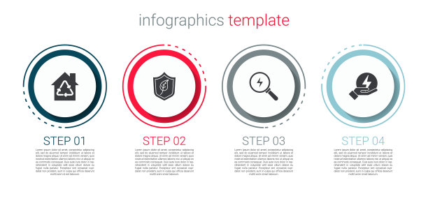 设置生态房子与回收，盾叶，闪电和。业务信息模板。向量图片下载