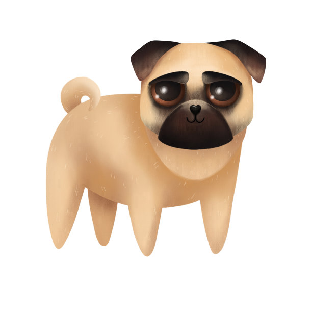 可爱的卡通哈巴狗孤立在白色的背景。小狗，大眼睛的哈巴狗素材图片