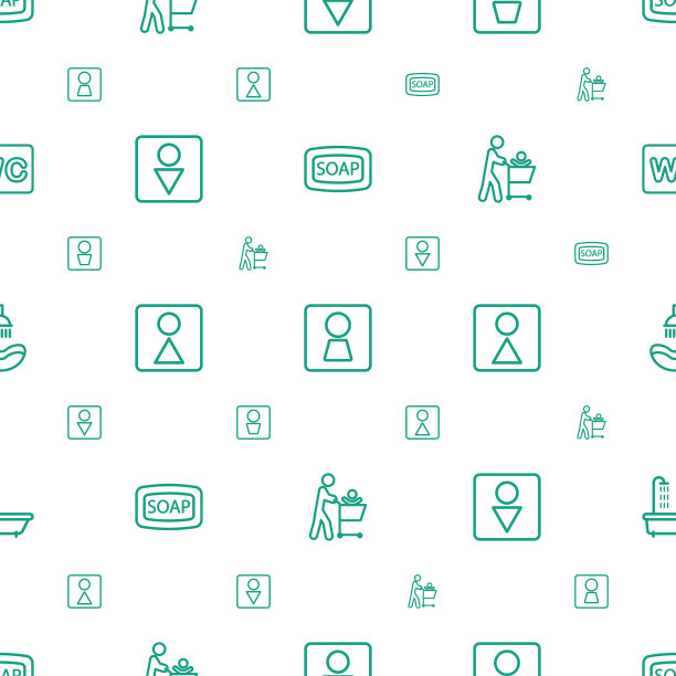 卫生间图标图案无缝白色背景图片下载