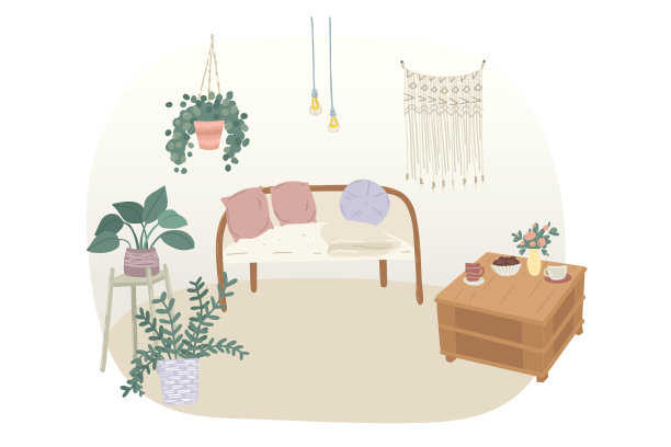 舒适的客厅内部与教练和咖啡图片下载