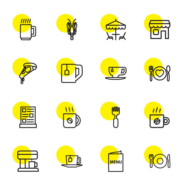 16个咖啡馆图标图片下载