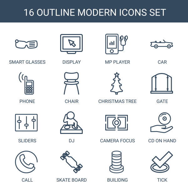 16个现代图标图片下载