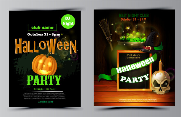 万圣节派对传单套装图片下载