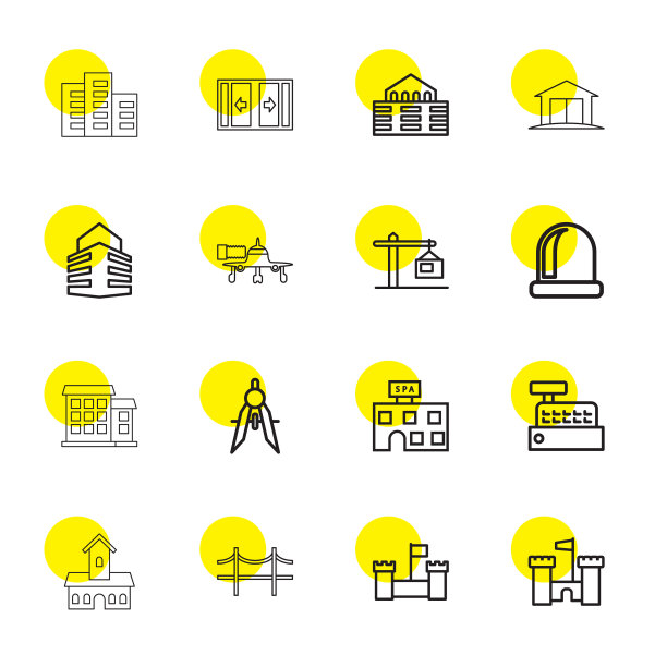 16建筑图标图片下载