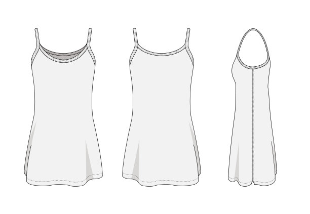 女式长背心连衣裙模板矢量插图图片下载