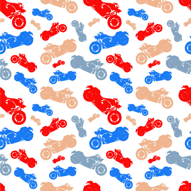 无缝图案剪影摩托车图片下载