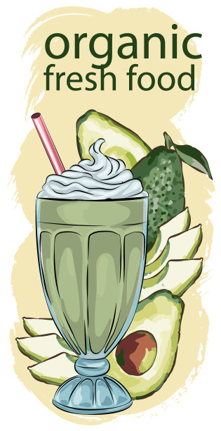 素食排毒奶昔手画食谱健康图片下载