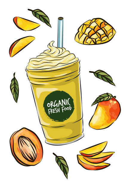 素食排毒奶昔手画食谱图片下载