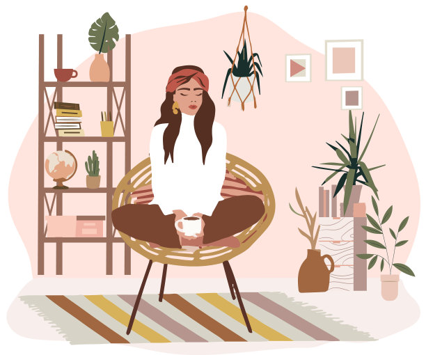 简约现代波西米亚风格室内住宅图片下载