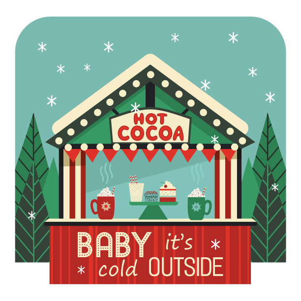 热饮街摊位平彩色图标图片下载