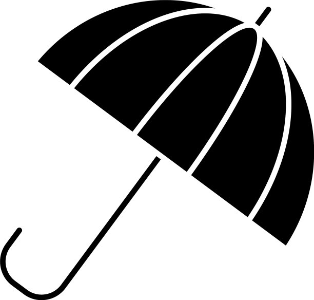 沙滩遮阳伞图标剪影风格图片下载