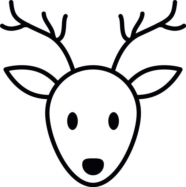 卡通鹿头图标线条风格图片下载
