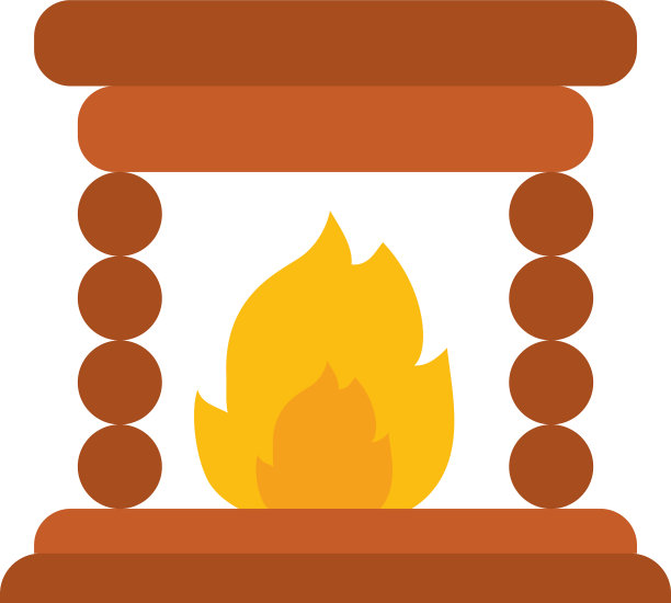 木制壁炉图标平坦风格图片下载