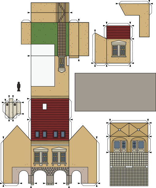 纸模型一个古老的城市住宅图片下载