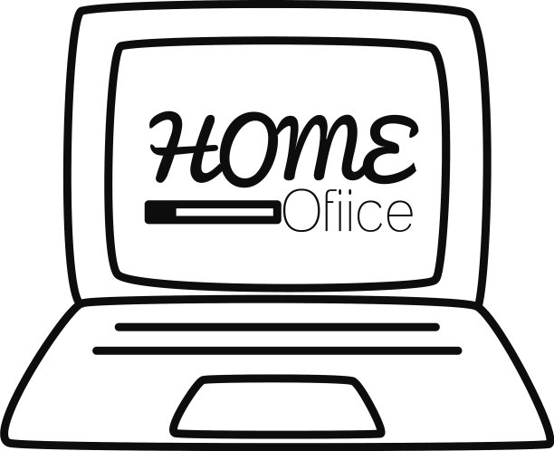 笔记本电脑与家庭办公字体设计图片下载