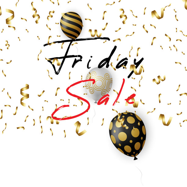 有闪亮气球的黑色星期五促销海报图片下载