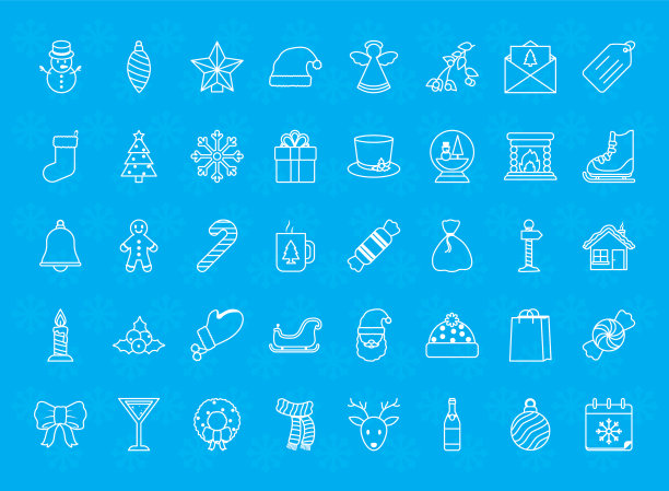 图标设置圣诞线风格图片下载