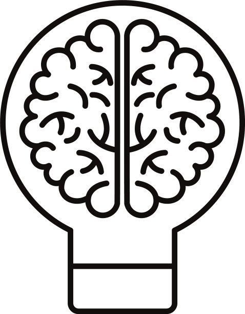 灯泡线条风格人脑图标图片下载