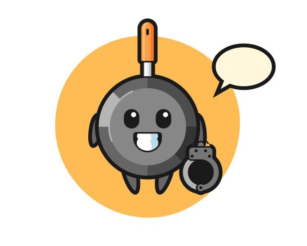 卡通吉祥物煎锅当警察图片下载