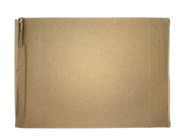 俯视图的矩形棕色纸盒背景孤立在白色背景。使用纸板纹理。包装和运输概念。图片下载