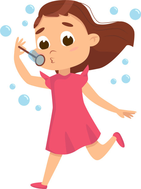 可爱的女孩用魔杖吹肥皂泡图片下载