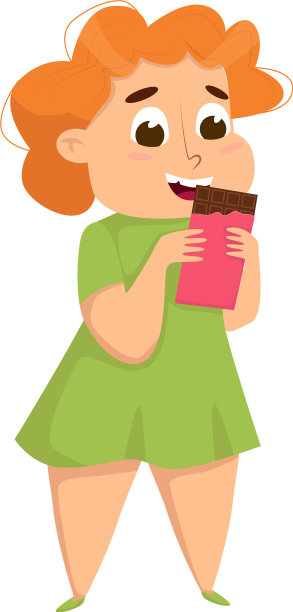 胖女孩吃巧克力棒图片下载