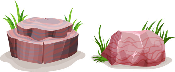 岩石和石头与绿色的草图片下载