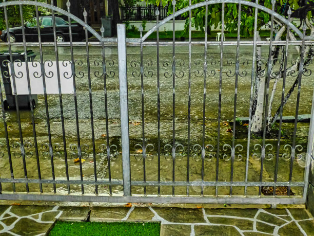 雨天的老式金属门。图片下载