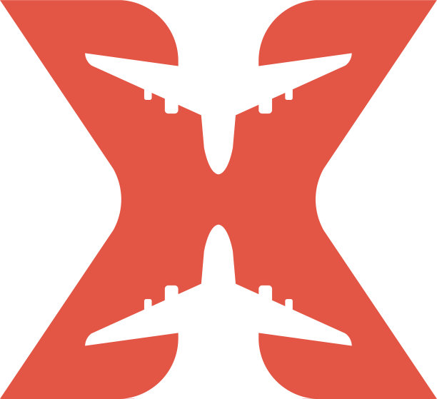 平面现代x最初旅行标志设计的概念图片下载