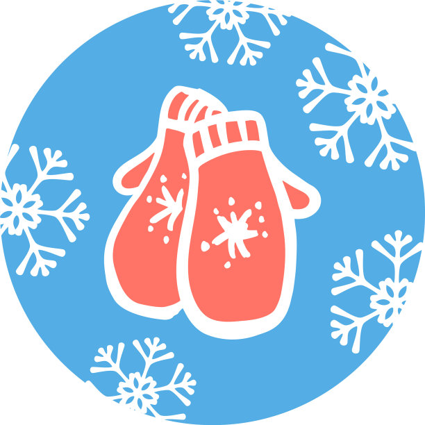 有雪花的手画手套图片下载