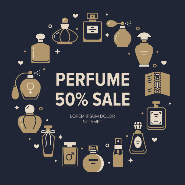 香水瓶框架海报与剪影图标图片下载