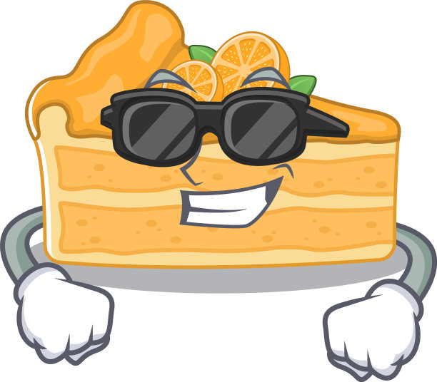 超级酷的橙色芝士蛋糕吉祥物图片下载