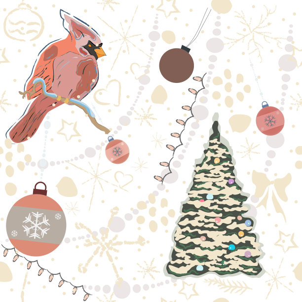 无缝冬季图案与圣诞装饰图片下载