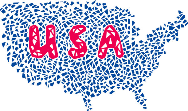 美国地图与美国文本多边形模式图片下载