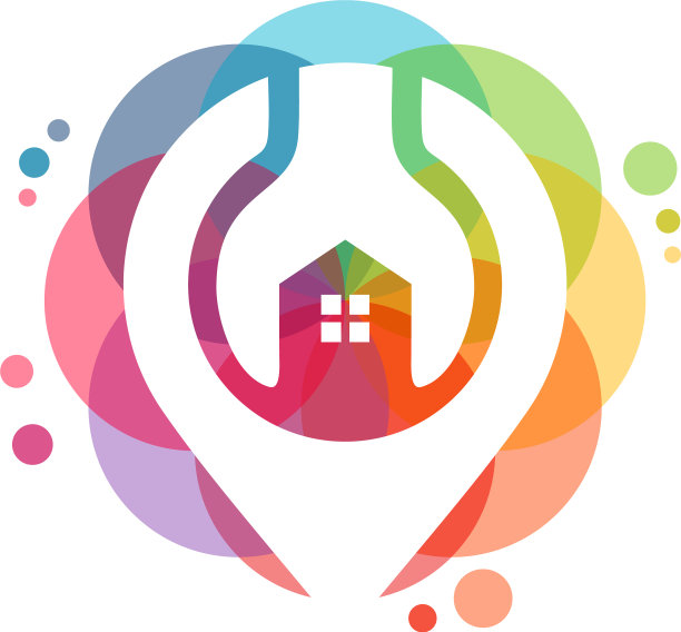 色彩缤纷的家居服务标志修复房子标志图片下载