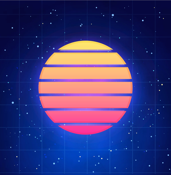 复古风格的未来主义日落图片下载
