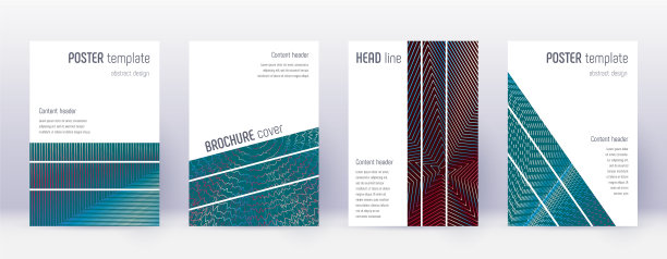 几何宣传册设计模板设置红色抽象图片下载