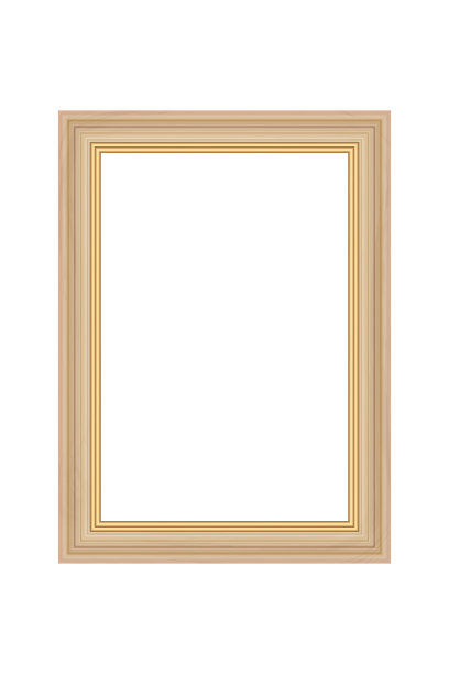 方形黄金复古木框架为您的设计。复古封面。文本。古董古色古香的黄金美丽的矩形框架绘画或照片。模板向量插图图片下载