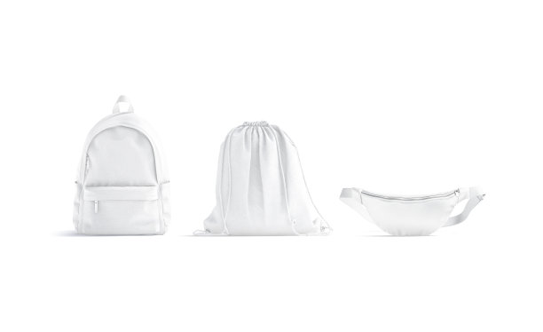 空白白色运动袋模型集，前视图图片下载
