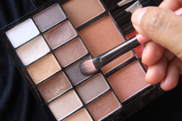 眼影棕色色调在化妆品调色板图片下载