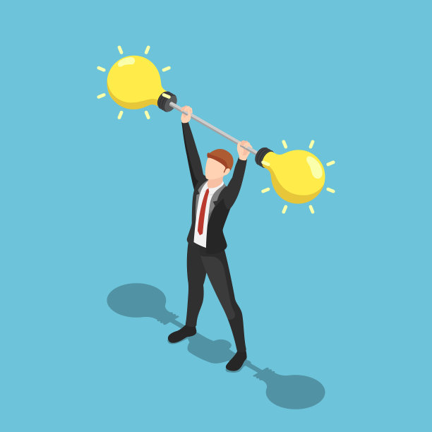 等距商人举起杠铃的重量图片下载